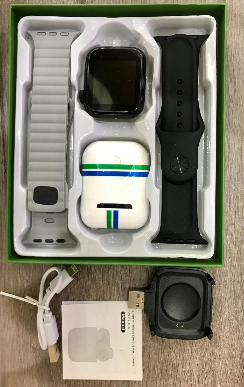 Smartwatch negro+ Airpods (reloj inteligente)