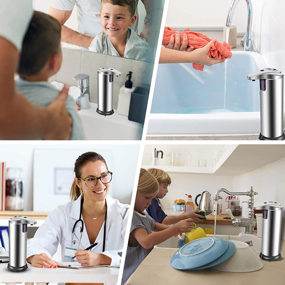 Dispensador acero de jabón automático sin contacto con sensor de movimiento