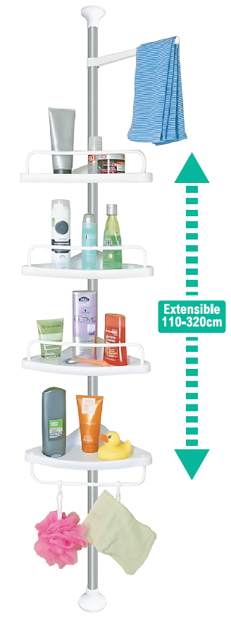 Estantería extensible de rincón para baño