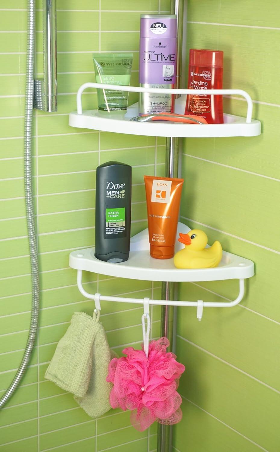 Estantería extensible de rincón para baño